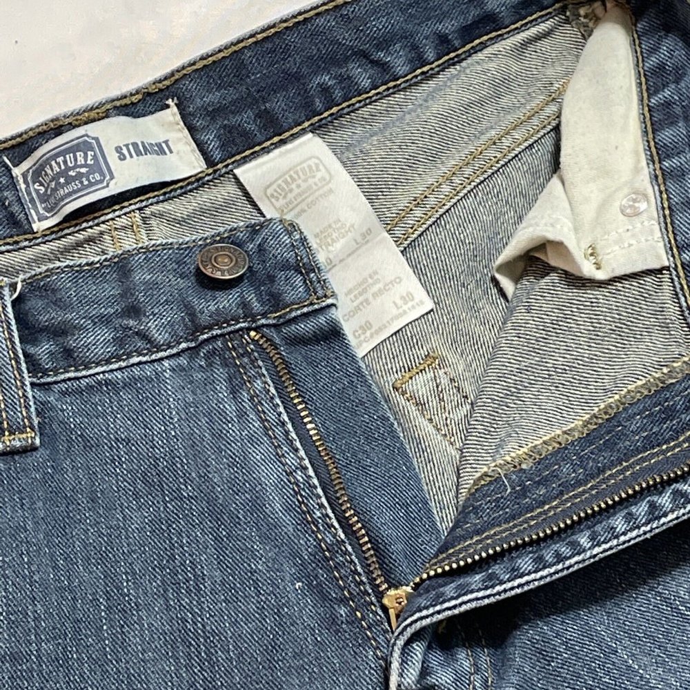 LEVI'S Signature MEN’S STRAIGHT FIT Denim Blue JEAN Pants SIZE 30 X 30 - Picture 2 of 9